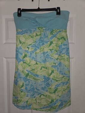 Lilly Pulitzer Turquoise Strapless Tropical Dress